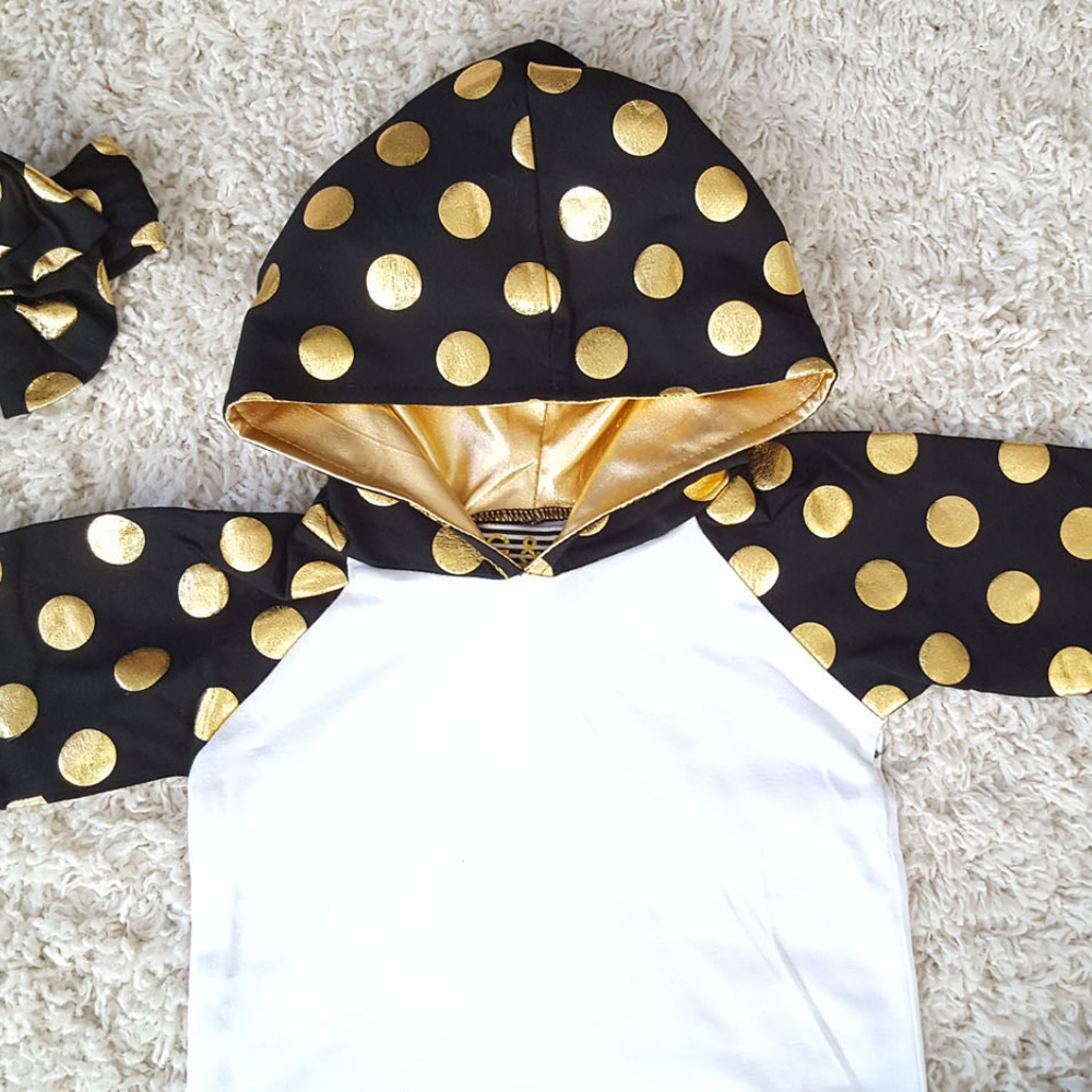 Toddler Girl Black and Gold Girls Hoodie Set 2/3t - Picture 3 of 3